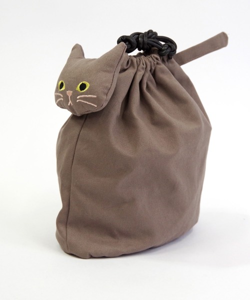WOVEN(ウーヴン)の「WOVEN (ウーヴン) / キャンバス ねこ 2WAY BAG ショルダーバッグ 猫巾着(ショルダーバッグ・レディース・ブラック/グレー/アイボリー・FREE)」の6枚目の写真