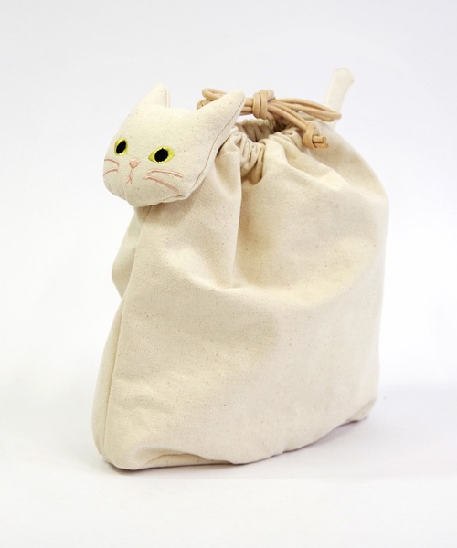 WOVEN(ウーヴン)の「WOVEN (ウーヴン) / キャンバス ねこ 2WAY BAG ショルダーバッグ 猫巾着(ショルダーバッグ・レディース・ブラック/グレー/アイボリー・FREE)」の7枚目の写真