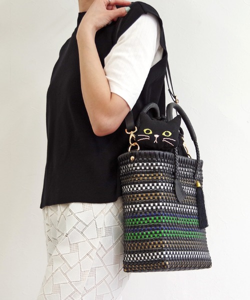 WOVEN(ウーヴン)の「WOVEN (ウーヴン) / キャンバス ねこ 2WAY BAG ショルダーバッグ 猫巾着(ショルダーバッグ・レディース・ブラック/グレー/アイボリー・FREE)」の11枚目の写真
