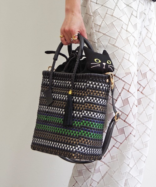 WOVEN(ウーヴン)の「WOVEN (ウーヴン) / キャンバス ねこ 2WAY BAG ショルダーバッグ 猫巾着(ショルダーバッグ・レディース・ブラック/グレー/アイボリー・FREE)」の12枚目の写真