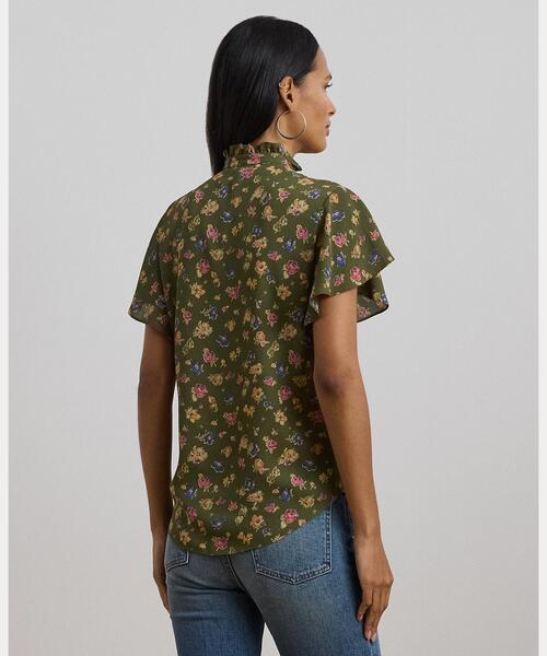 LAUREN RALPH LAUREN / ローレン ラルフ ローレン フローラル ジョーゼット フラッタースリーブ シャツ セール】フローラル ジョーゼット フラッタースリーブ シャツ