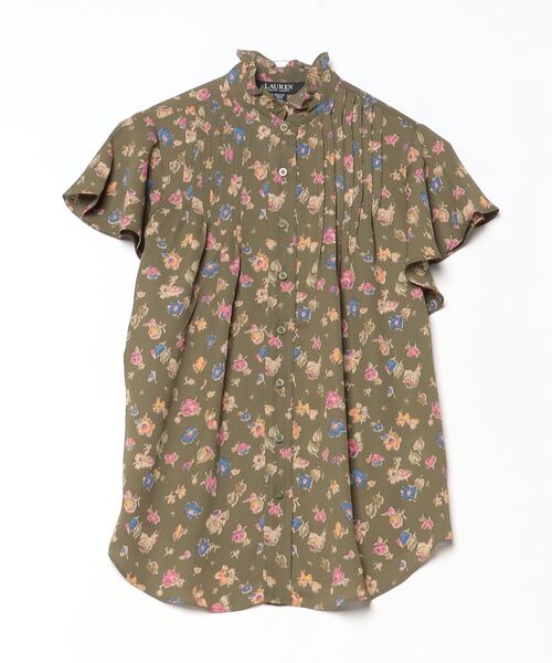ローレン ラルフ ローレン LAUREN RALPH LAUREN フローラル ジョーゼット フラッタースリーブ シャツ （310グリーン） セール】フローラル ジョーゼット フラッタースリーブ シャツ