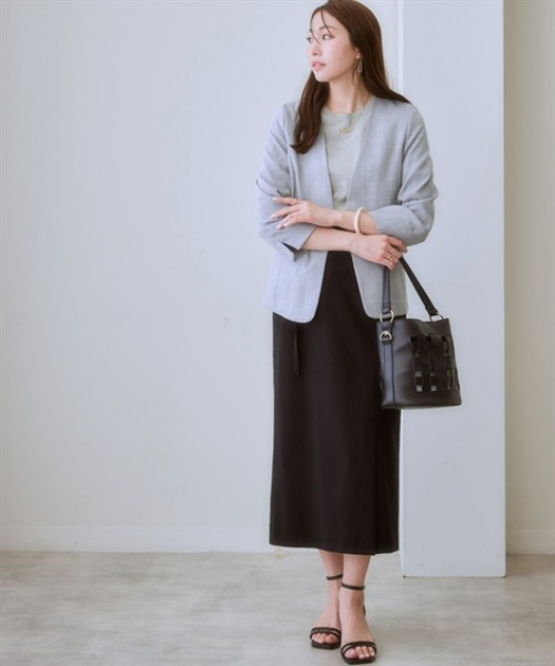 7days Life Styling（セブンデイズライフスタイリング）の「【品番振替】洗える麻調合繊７分袖ストレッチノーカラージャケット（接触冷感・防しわ・ストレッチ・UVカット）（ノーカラージャケット・レディース・ネイビー系/ライトグレー系/ベージュ系・S/M/L/LL/3L）」の5枚目の写真