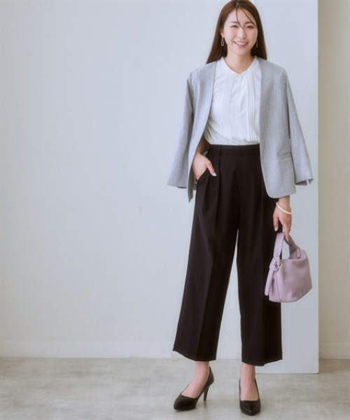 7days Life Styling（セブンデイズライフスタイリング）の「【品番振替】洗える麻調合繊７分袖ストレッチノーカラージャケット（接触冷感・防しわ・ストレッチ・UVカット）（ノーカラージャケット・レディース・ネイビー系/ライトグレー系/ベージュ系・S/M/L/LL/3L）」の7枚目の写真