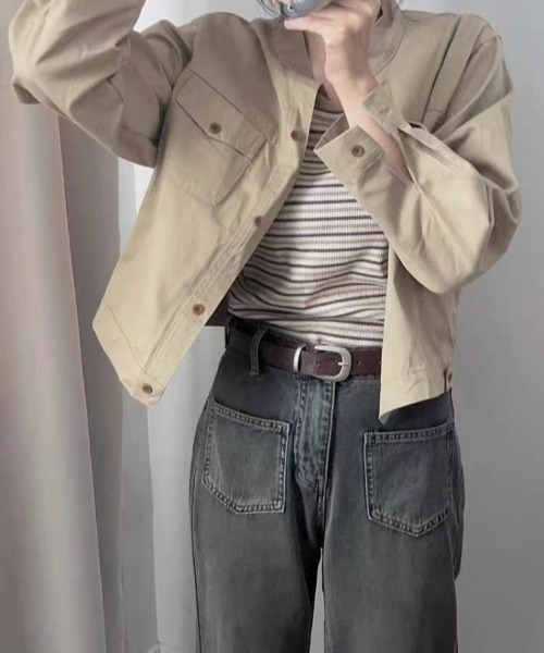 BLANC FICELLE(ブランフィセル)の「ノーカラーJKT(ノーカラージャケット・レディース・ベージュ/モカ/ホワイト・S/M/L)」の10枚目の写真
