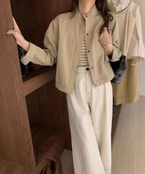 BLANC FICELLE(ブランフィセル)の「ノーカラーJKT(ノーカラージャケット・レディース・ベージュ/モカ/ホワイト・S/M/L)」の11枚目の写真