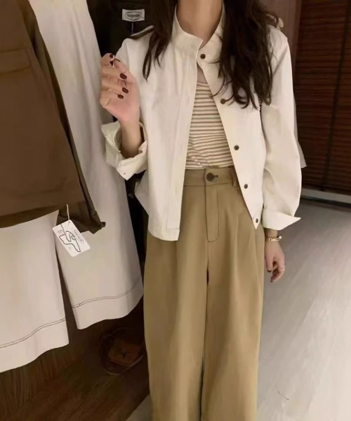 BLANC basque ノーカラージャケット クリーム色 カラミ ノーカラージャケット｜トゥモローランド 公式通販