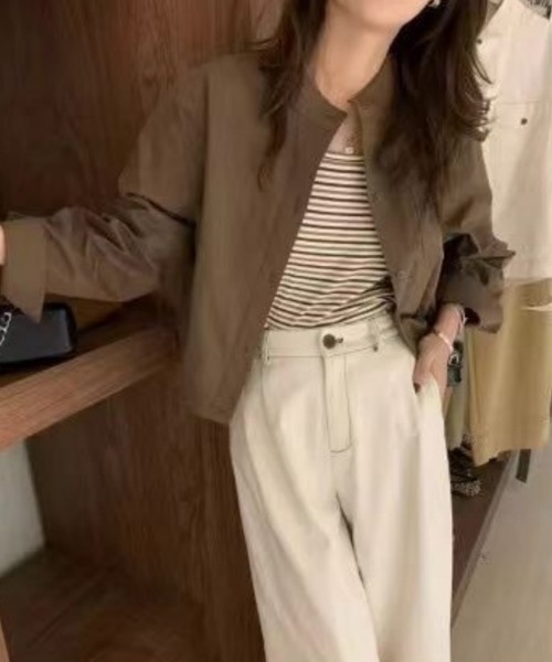 BLANC FICELLE(ブランフィセル)の「ノーカラーJKT(ノーカラージャケット・レディース・ベージュ/モカ/ホワイト・S/M/L)」の14枚目の写真