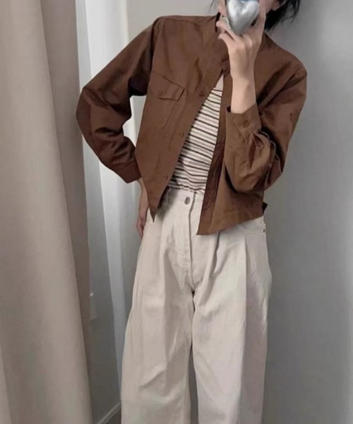 BLANC FICELLE(ブランフィセル)の「ノーカラーJKT(ノーカラージャケット・レディース・ベージュ/モカ/ホワイト・S/M/L)」の15枚目の写真