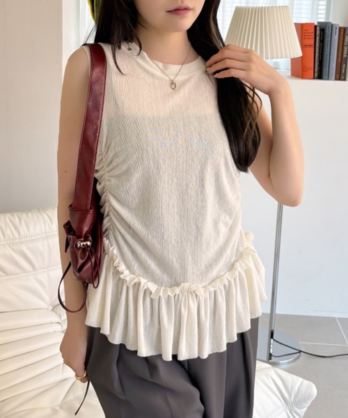 Ada.(エイダ)の「サイドシャーリング フリルノースリーブ(Tシャツ/カットソー・レディース・ホワイト/アイボリー/ダークグレー・FREE)」の19枚目の写真