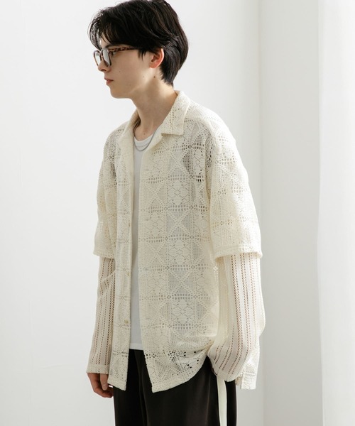 SENSE OF PLACE by URBAN RESEARCH(センスオブプレイスバイアーバンリサーチ)の「レースフェイクレイヤードロングスリーブシャツ(シャツ/ブラウス・メンズ・アイボリー/ブラック・MEDIUM/LARGE)」の17枚目の写真