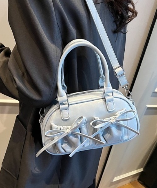 paravion(パラビオン)の「ボストン型リボンバッグ(ボストンバッグ・レディース・ホワイト/ブラック/ブラウン/ピンク/ブルー・FREE)」の5枚目の写真
