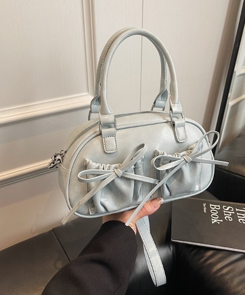 paravion(パラビオン)の「ボストン型リボンバッグ(ボストンバッグ・レディース・ホワイト/ブラック/ブラウン/ピンク/ブルー・FREE)」の9枚目の写真