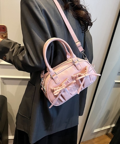 paravion(パラビオン)の「ボストン型リボンバッグ(ボストンバッグ・レディース・ホワイト/ブラック/ブラウン/ピンク/ブルー・FREE)」の12枚目の写真