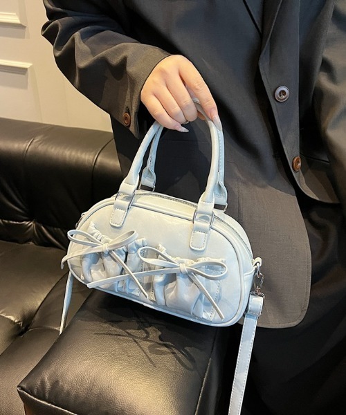 paravion(パラビオン)の「ボストン型リボンバッグ(ボストンバッグ・レディース・ホワイト/ブラック/ブラウン/ピンク/ブルー・FREE)」の10枚目の写真