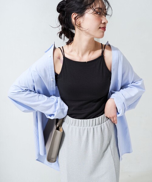 FREAK'S STORE（フリークスストア）の「限定展開　カップ付き ストラップ キャミソール（キャミソール・レディース・ライトグレー/グリーン/ネイビー/ブラウン/オフホワイト/ブラック/チャコールグレー・MEDIUM/SMALL）」の9枚目の写真