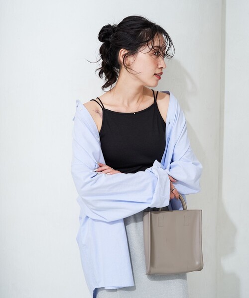 FREAK'S STORE（フリークスストア）の「限定展開　カップ付き ストラップ キャミソール（キャミソール・レディース・ライトグレー/グリーン/ネイビー/ブラウン/オフホワイト/ブラック/チャコールグレー・MEDIUM/SMALL）」の10枚目の写真