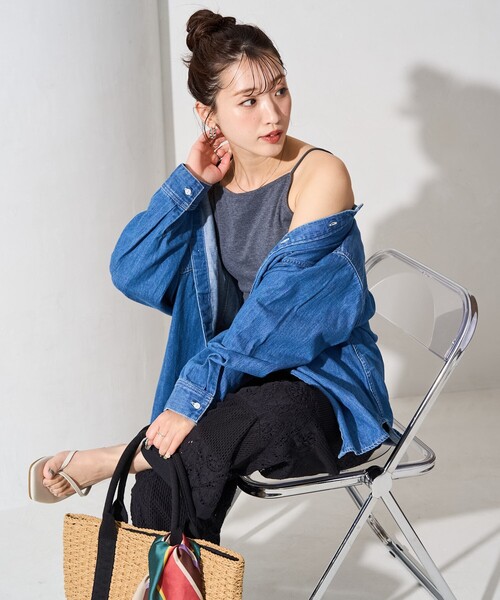 FREAK'S STORE（フリークスストア）の「限定展開　カップ付き ストラップ キャミソール（キャミソール・レディース・ライトグレー/グリーン/ネイビー/ブラウン/オフホワイト/ブラック/チャコールグレー・MEDIUM/SMALL）」の18枚目の写真