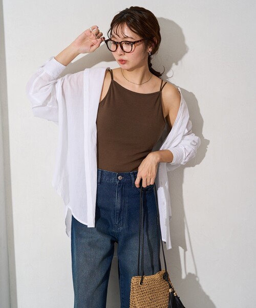 FREAK'S STORE（フリークスストア）の「限定展開　カップ付き ストラップ キャミソール（キャミソール・レディース・ライトグレー/グリーン/ネイビー/ブラウン/オフホワイト/ブラック/チャコールグレー・MEDIUM/SMALL）」の19枚目の写真