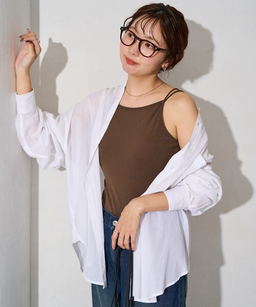 FREAK'S STORE（フリークスストア）の「限定展開　カップ付き ストラップ キャミソール（キャミソール・レディース・ライトグレー/グリーン/ネイビー/ブラウン/オフホワイト/ブラック/チャコールグレー・MEDIUM/SMALL）」の21枚目の写真