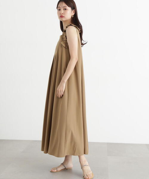 N.（N. Natural Beauty Basic）（エヌエヌナチュラルビューティーベーシック）の「ラッフルショルダーワンピース（ワンピース・レディース・ブラック/ベージュ/ブルー系その他・MEDIUM）」の9枚目の写真