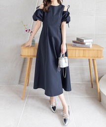 CLEAR BASIC | 2way袖バルーン半袖ロングワンピース[大人 フェミニン 骨格ウェーブ 春 夏]≪SS新作≫(ワンピース)