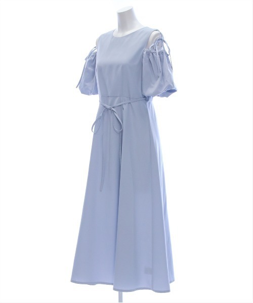 CLEAR BASIC（クリアベーシック）の「【低身長サイズ有】2way袖バルーン半袖ロングワンピース[大人 フェミニン 骨格ウェーブ]≪SS新作≫（ワンピース・レディース・ピンク/ネイビー/ブルーグレー・F/XS）」の8枚目の写真