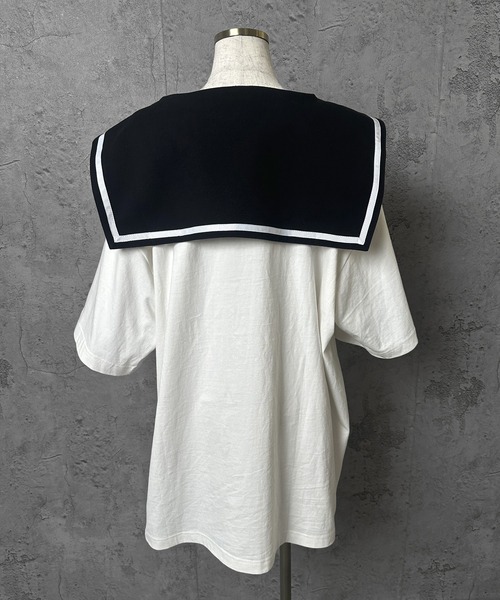 セール】セーラーカラー半袖プリントTシャツ（Tシャツ