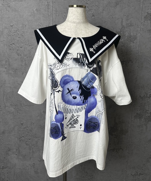 セール】セーラーカラー半袖プリントTシャツ（Tシャツ