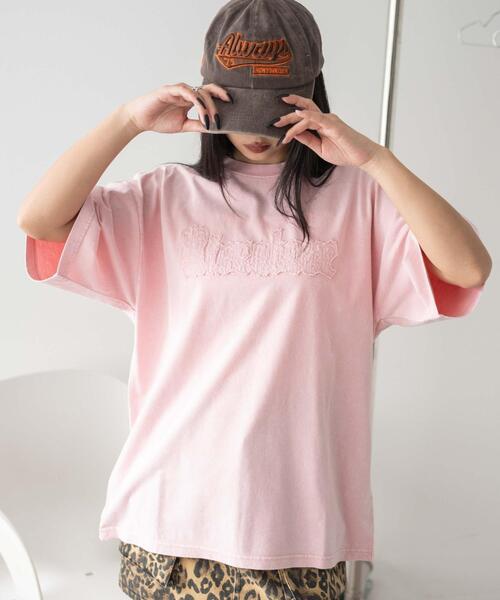 WEGO(ウィゴー)の「WEGO/ヴィンテージウォッシュグラフィックビッグT(Tシャツ/カットソー・レディース・スミクロ/その他1/ピンク・FREE)」の3枚目の写真