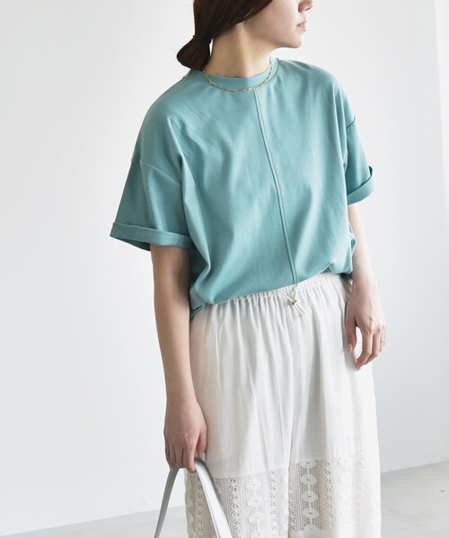 tシャツ quaranciel:「接触冷感/汗染み防止/洗濯機可能」スリット ルーズ チュニック TEE レディース quaranciel:〈接触冷感/汗染み防止/洗濯機可能〉スリット ルーズ