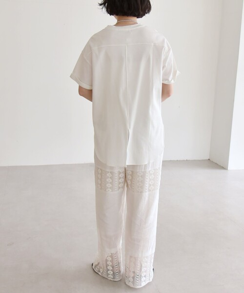 quaranciel(カランシエル)の「quaranciel:〈接触冷感/汗染み防止/洗濯機可能〉スリット ルーズ チュニック TEE(Tシャツ/カットソー・レディース・チャコールグレー/ホワイト/ライトブルー・ONE SIZE)」の22枚目の写真