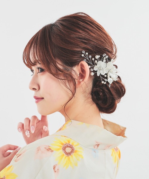 Honeys(ハニーズ)の「花モチーフヘアクリップ(和装小物・レディース・ゴールド/シルバー・FREE)」の16枚目の写真