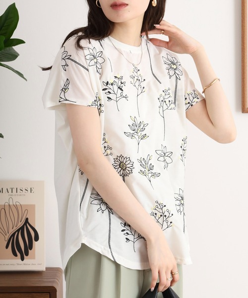 Quelle Chance（ケルシャンス）の「前身布帛刺しゅう切替プルオーバー（Tシャツ/カットソー・レディース・ネイビー系/ホワイト系/ホワイト/ネイビー・M）」の18枚目の写真