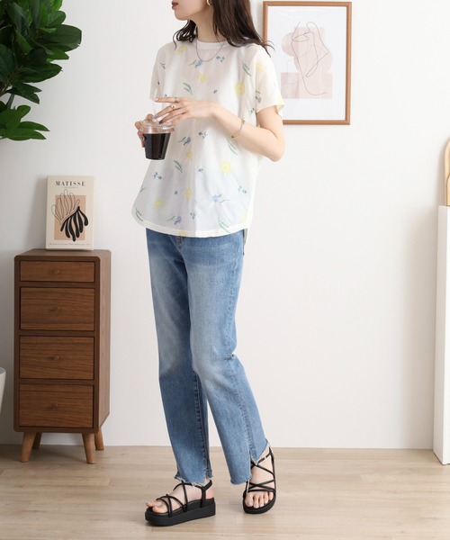 Quelle Chance（ケルシャンス）の「前身布帛刺しゅう切替プルオーバー（Tシャツ/カットソー・レディース・ネイビー系/ホワイト系/ホワイト/ネイビー・M）」の16枚目の写真