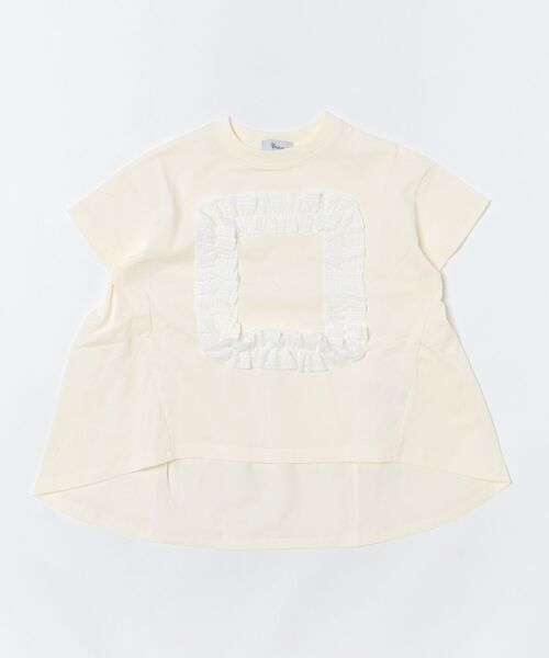 CADUNÉ フリル付きホワイトTシャツ フレームフリルデザインT（Tシャツ/カットソー）｜unica（ユニカ