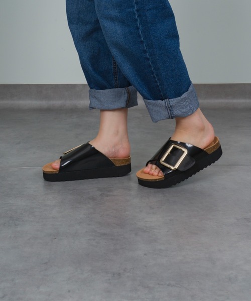 プラクトン 23.5 ブラック ベルト ビッグバックル コンフォートサンダル BIRKENSTOCK ビルケンシュトック マドリッド ビッグバックル