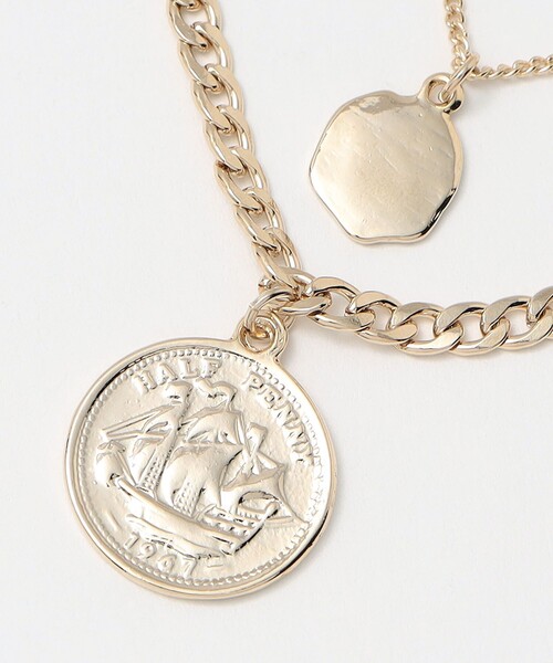 BEAUTY&YOUTH UNITED ARROWS（ビューティーアンドユースユナイテッドアローズ）の「ミックスチェーン コインネックレス-3WAY-（ネックレス・レディース・ゴールド/シルバー・FREE）」の9枚目の写真