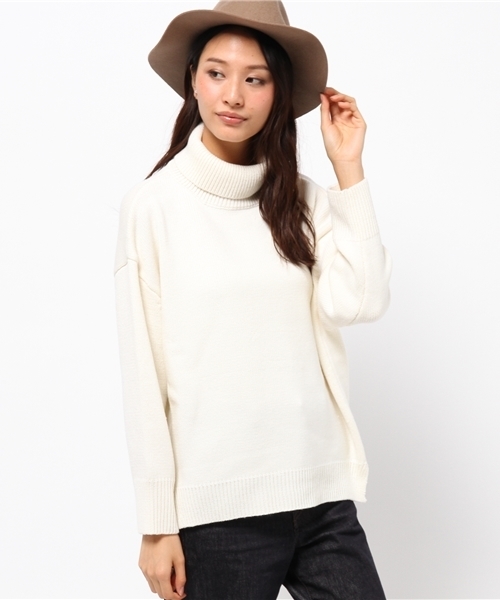 allureville（アルアバイル）の「ハイネックストレッチプルオーバー（ニット/セーター・レディース・ホワイト/グレー/ネイビー/キャメル・FREE）」の2枚目の写真