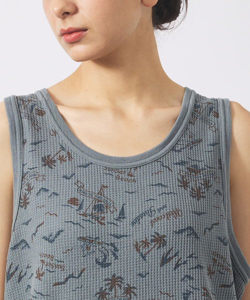 ABAHOUSE(アバハウス)の「【JEMORGAN LONG JOHNS/ジェーイーモーガンロングジョーンズ】オーバーダイ ワッフル総柄プリントタンクトップJE786-22S/オーバーダイ/柄/デザイン/ワッフル【WEB限定】(タンクトップ・メンズ・グレー/ブルー/マスタード・M/L/XL)」の11枚目の写真