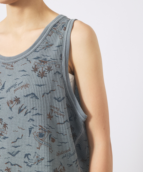 ABAHOUSE(アバハウス)の「【JEMORGAN LONG JOHNS/ジェーイーモーガンロングジョーンズ】オーバーダイ ワッフル総柄プリントタンクトップJE786-22S/オーバーダイ/柄/デザイン/ワッフル【WEB限定】(タンクトップ・メンズ・グレー/ブルー/マスタード・M/L/XL)」の12枚目の写真