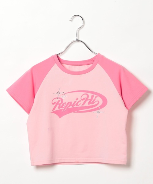 repipi armario(レピピ アルマリオ)の「【HOnOKAコラボ】ラグランTシャツ(Tシャツ/カットソー・キッズ・グリーン/ピンク/ホワイト・MEDIUM/LARGE)」の1枚目の写真