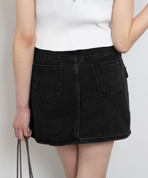 pumpkin port（パンプキンポート）の「デニム カーゴ インパン付ミニスカート（デニムスカート・レディース・ブラック/ネイビー・L/M/S）」の8枚目の写真