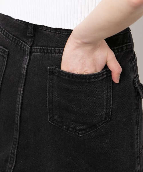 pumpkin port（パンプキンポート）の「デニム カーゴ インパン付ミニスカート（デニムスカート・レディース・ブラック/ネイビー・L/M/S）」の17枚目の写真