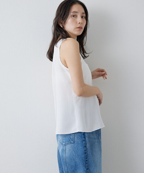 Drawing Numbers（ドローイング ナンバーズ）の「【Drawing Numbers】サテンタンクトップブラウス（シャツ/ブラウス・レディース・ブラック/ホワイト・38）」の16枚目の写真