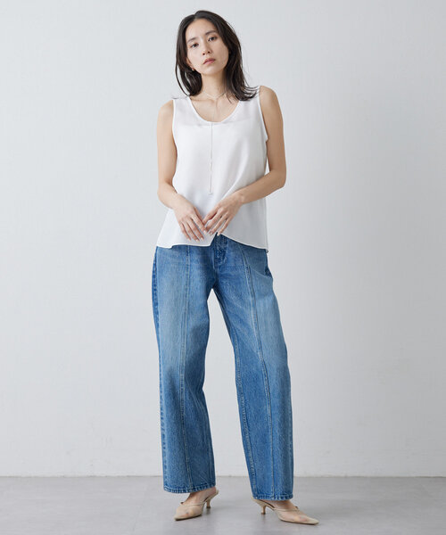 Drawing Numbers（ドローイング ナンバーズ）の「【Drawing Numbers】サテンタンクトップブラウス（シャツ/ブラウス・レディース・ブラック/ホワイト・38）」の17枚目の写真