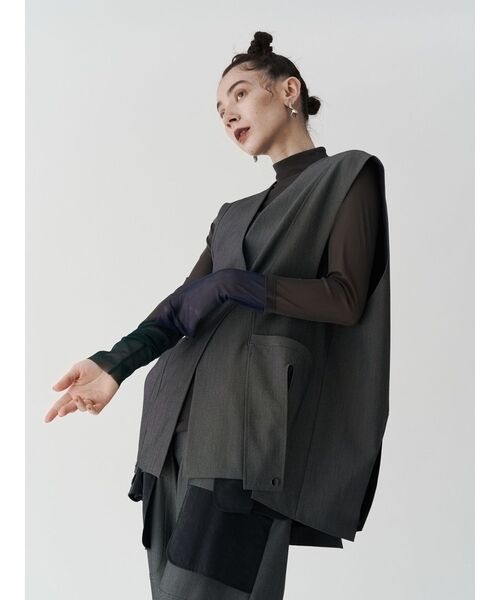 tシャツ HALF BI-COLOR SLEEVE TULLE TOP / ハーフバイカラースリーブチュールトップ レディース HALF BI-COLOR SLEEVE TULLE TOP / ハーフバイカラースリーブ
