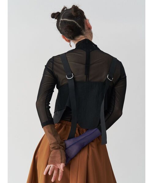 tシャツ HALF BI-COLOR SLEEVE TULLE TOP / ハーフバイカラースリーブチュールトップ レディース HALF BI-COLOR SLEEVE TULLE TOP / ハーフバイカラースリーブ