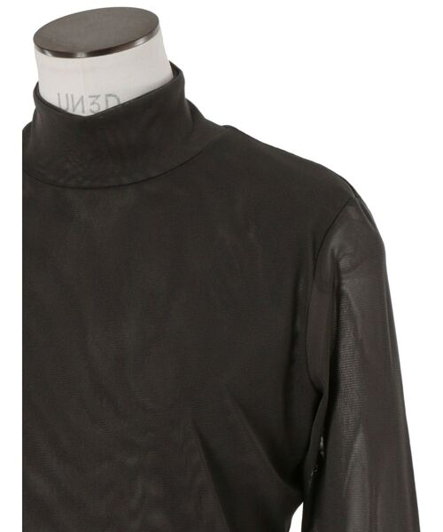 UN3D.（アンスリード）の「HALF BI-COLOR SLEEVE TULLE TOP / ハーフバイカラースリーブチュールトップ（Tシャツ/カットソー・レディース・グレー/ブラック・FREE）」の6枚目の写真