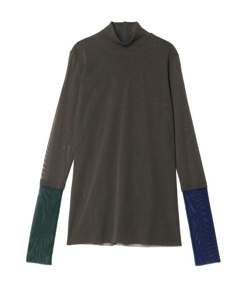 セール】HALF BI-COLOR SLEEVE TULLE TOP / ハーフバイカラースリーブ